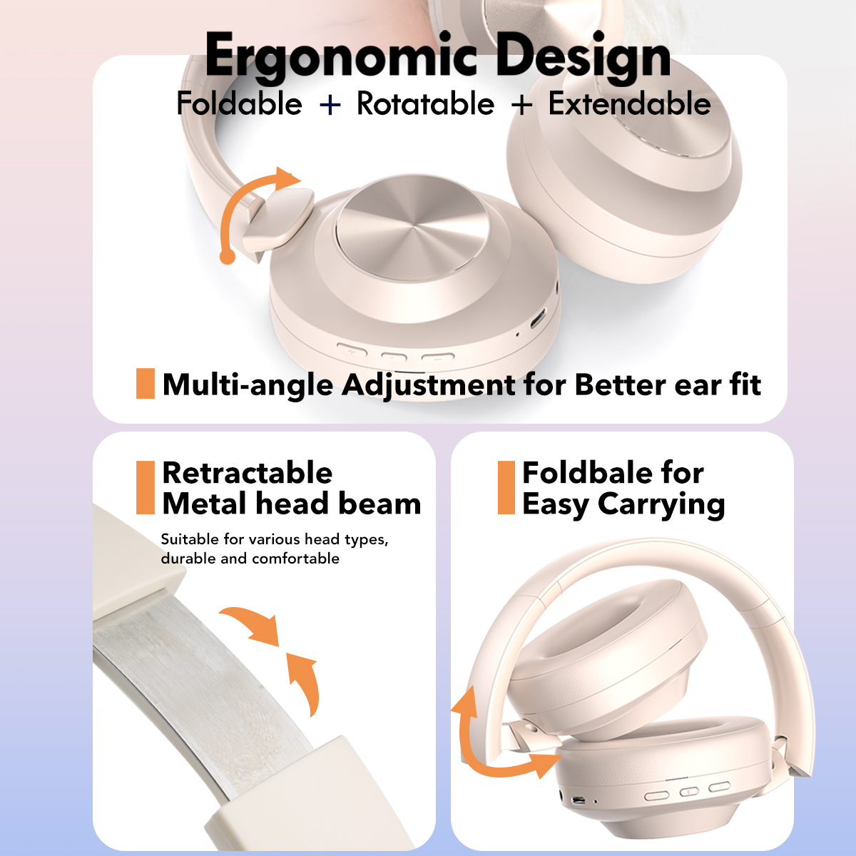 Customized LOGO Wireless Over-Ear Headphone with Cushion Design