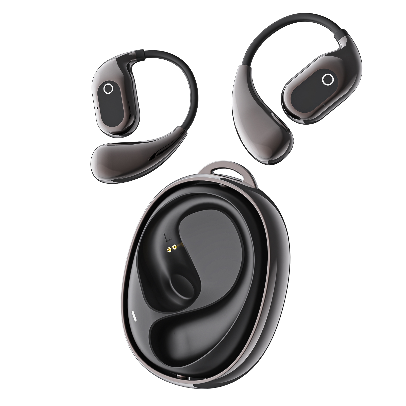 360°Rotating Charging Case Wireless Earbuds with Soft Silicone Ear Hooks (4)