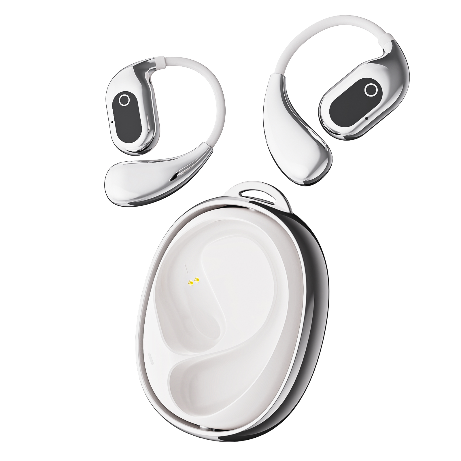 360°Rotating Charging Case Wireless Earbuds with Soft Silicone Ear Hooks (3)