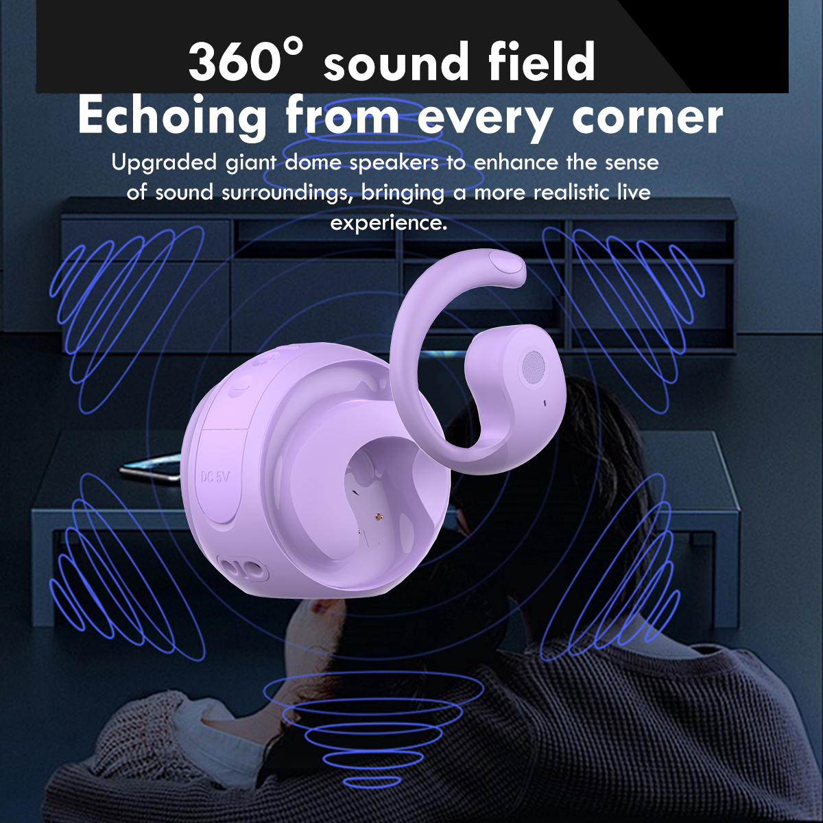 OEM 1PC Speaker and Headphone 2 in 1 Ball Shape Ear-hook Wireless Earphones (10)