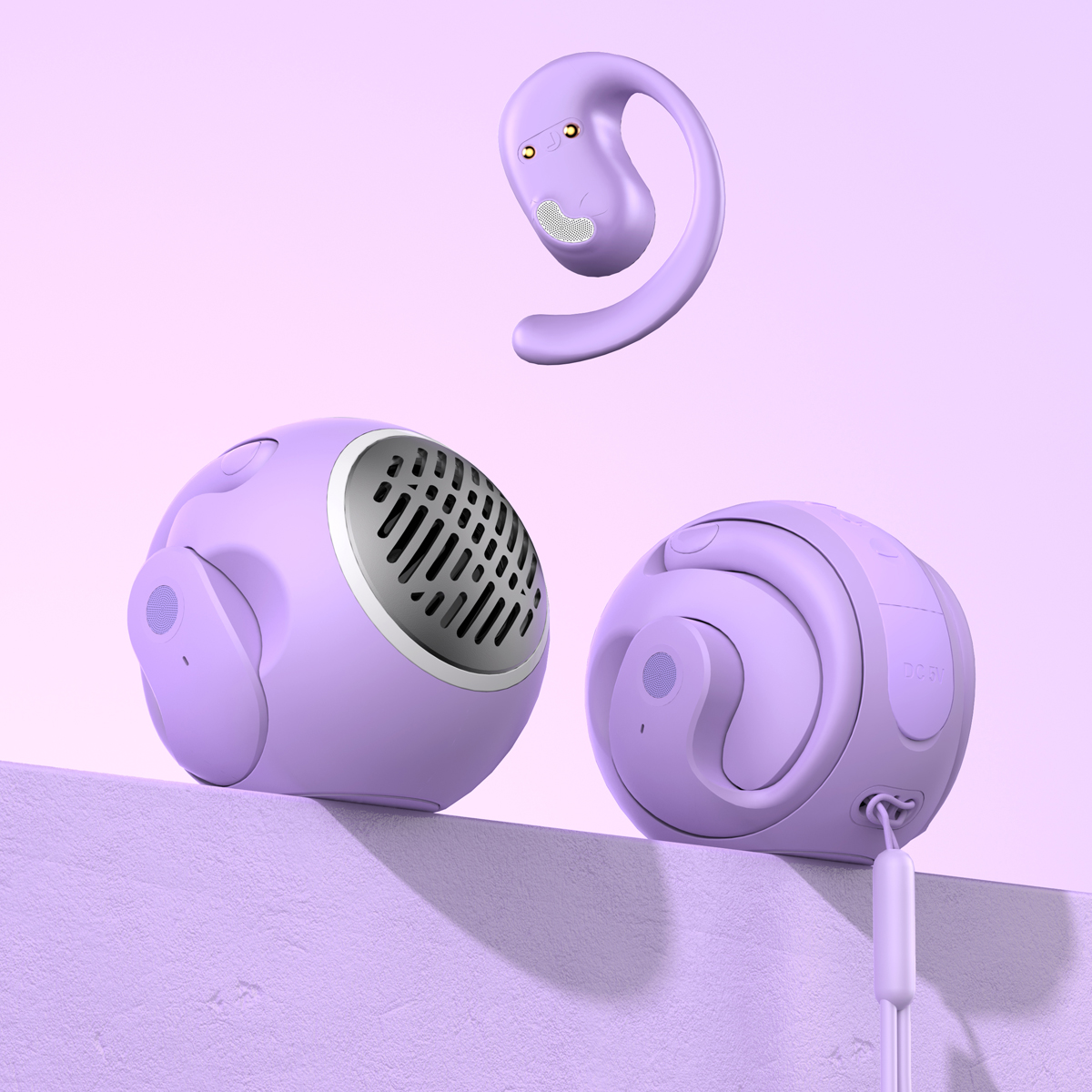 OEM 1PC Speaker and Headphone 2 in 1 Ball Shape Ear-hook Wireless Earphones