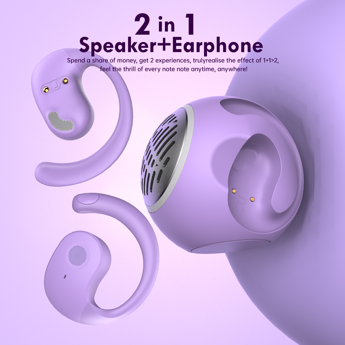 OEM 1PC Speaker and Headphone 2 in 1 Ball Shape Ear-hook Wireless Earphones (3)