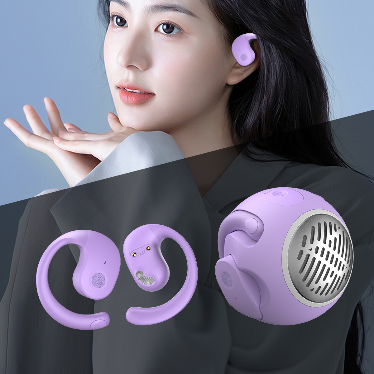 OEM 1PC Speaker and Headphone 2 in 1 Ball Shape Ear-hook Wireless Earphones (8)